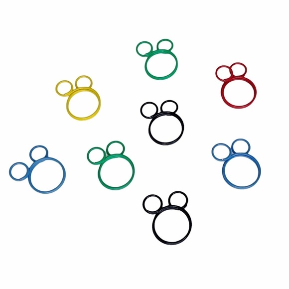 DISNEY MICKEY MOUSE 8 Paper clips Mickey icon Red Yellow Blue Green Black - Picture 1 of 2
